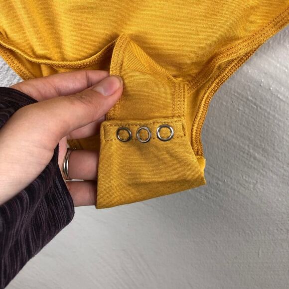 Capulet REVOLVE Mustard Yellow Goldenrod Cara Lace Up Front Lightweight Bodysuit - Picture 4 of 9